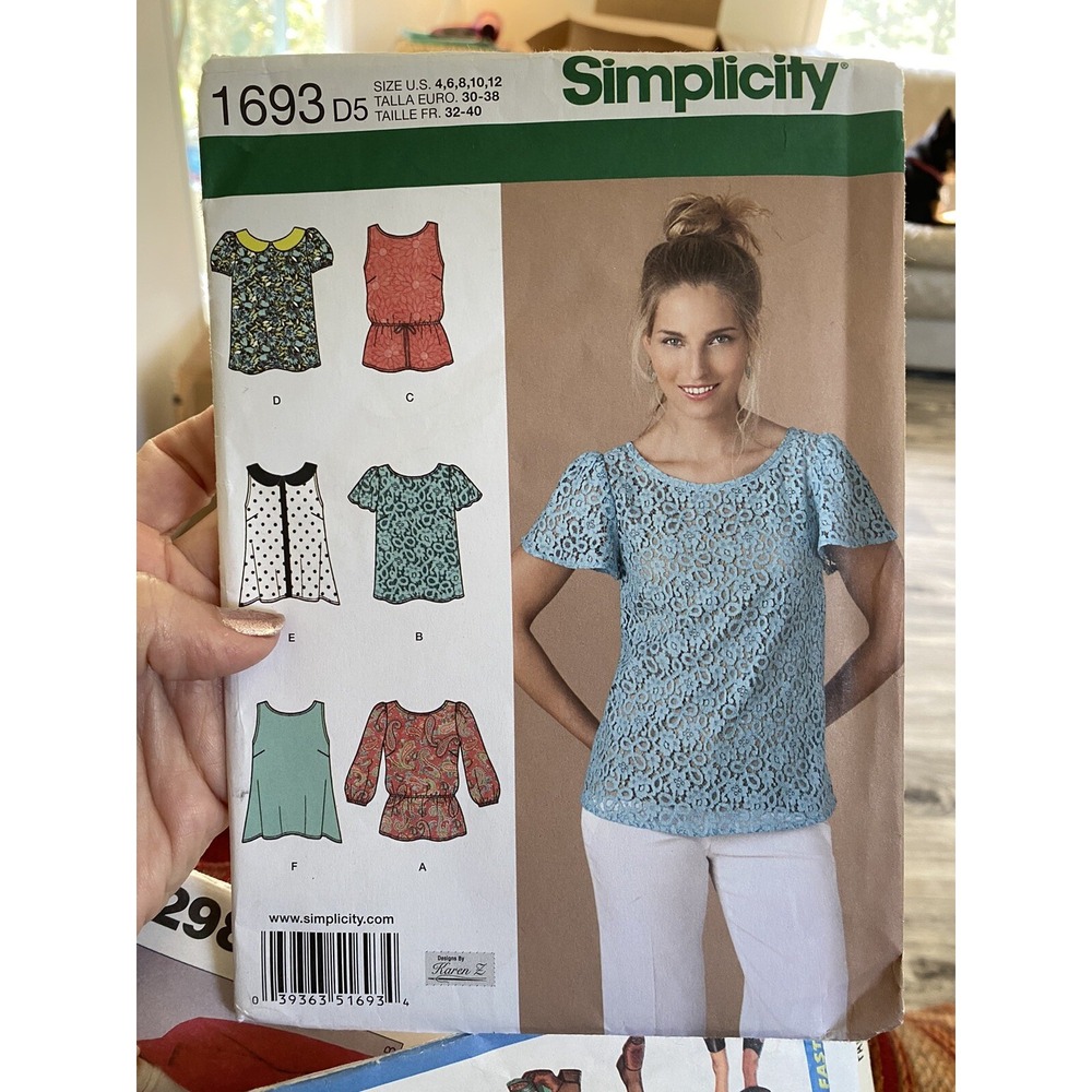 Simplicity 1693 Sewing Pattern Womens Tops Blouse Size 4-12 Uncut 2013 Karen Z